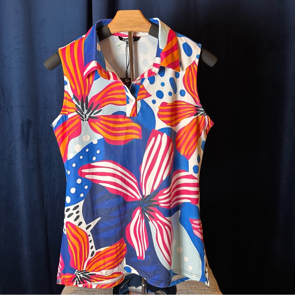 Colorful Floral Sleeveless Blouse